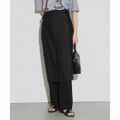 【BLACK】【ONE SIZE】ラップレースチュールスカート * セルフカット リブパンツ(セットアイテム)