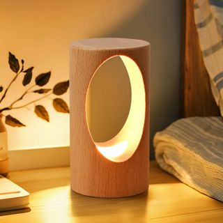 LEDの木製の電気スタンド、寝室のベッドサイドのナイトライト、調光可能なLed照(その他)