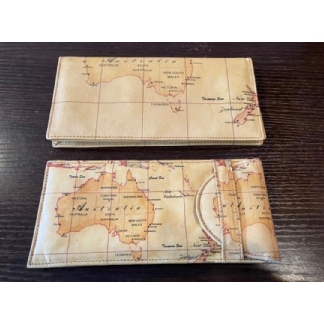 【新品】オーストラリア地図二つ折り長財布/メガネケース　本革