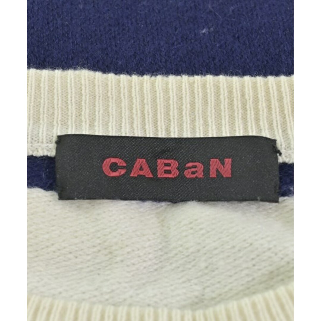 CABaN キャバン ニット・セーター M 白x紺(ボーダー) 【古着 CABaN キャバン ニット・セーター M 白x紺(ボーダー) 【古着