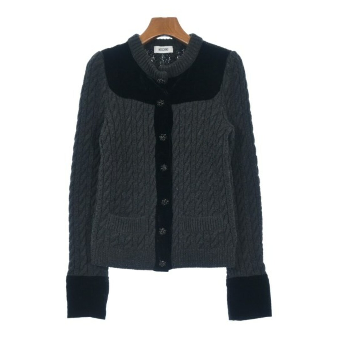 MOSCHINO - MOSCHINO モスキーノ カーディガン F グレーx黒 MOSCHINO - MOSCHINO モスキーノ カーディガン F グレーx黒