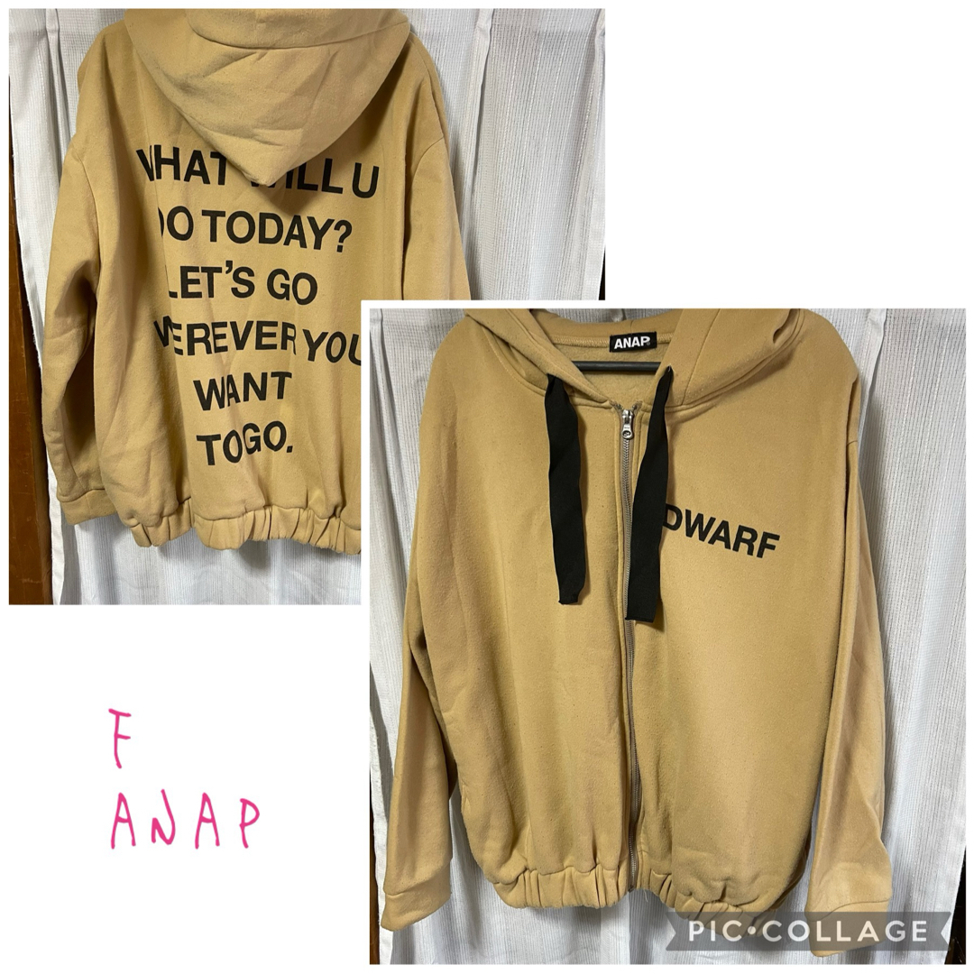 ANAP(アナップ)のANAP 裏起毛 ゆったり ジップパーカー オーバーサイズ F レディースのトップス(パーカー)の商品写真