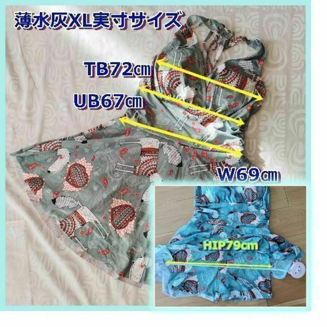 かわいいグレー ワンピース レディース水着XL♡ペイズリー かわいいグレー ワンピース レディース水着XL♡ペイズリー