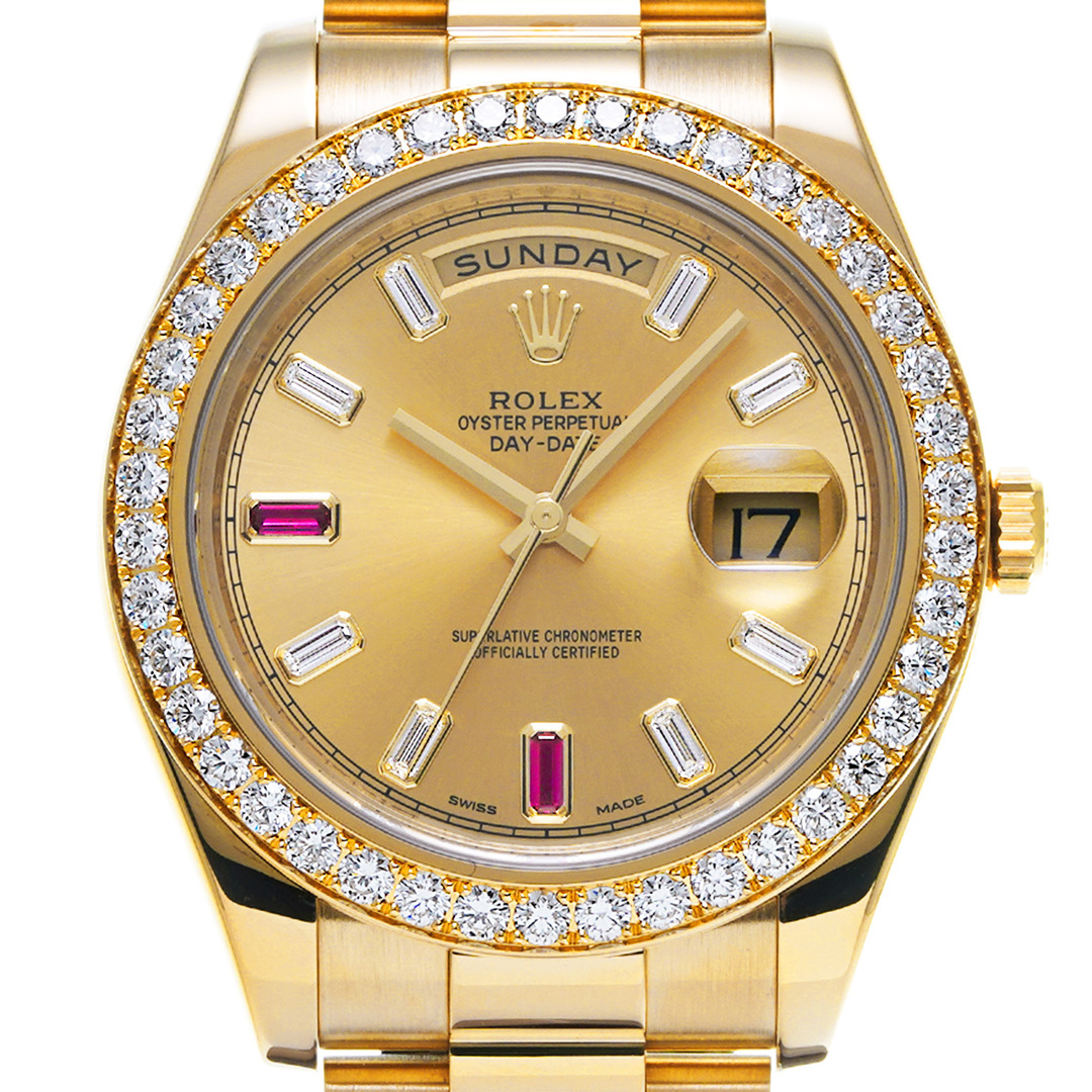ROLEX(ロレックス)の中古 ロレックス ROLEX 218348BG ランダムシリアル シャンパン /ダイヤモンド/ルビー メンズ 腕時計 メンズの時計(腕時計(アナログ))の商品写真