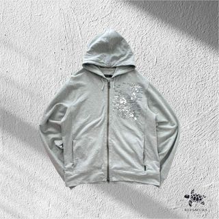 カルバンクライン(Calvin Klein)の希少品　カルバンクライン　トップス　ジップアップパーカー　ビックプリント　グレー(パーカー)