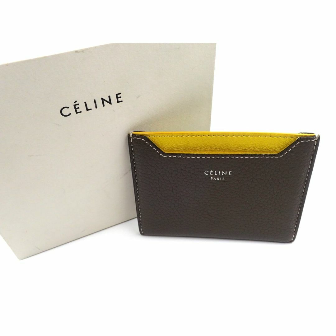 CELINE - 【中古】CELINE セリーヌ レザー カードケース グレージュ イエロー