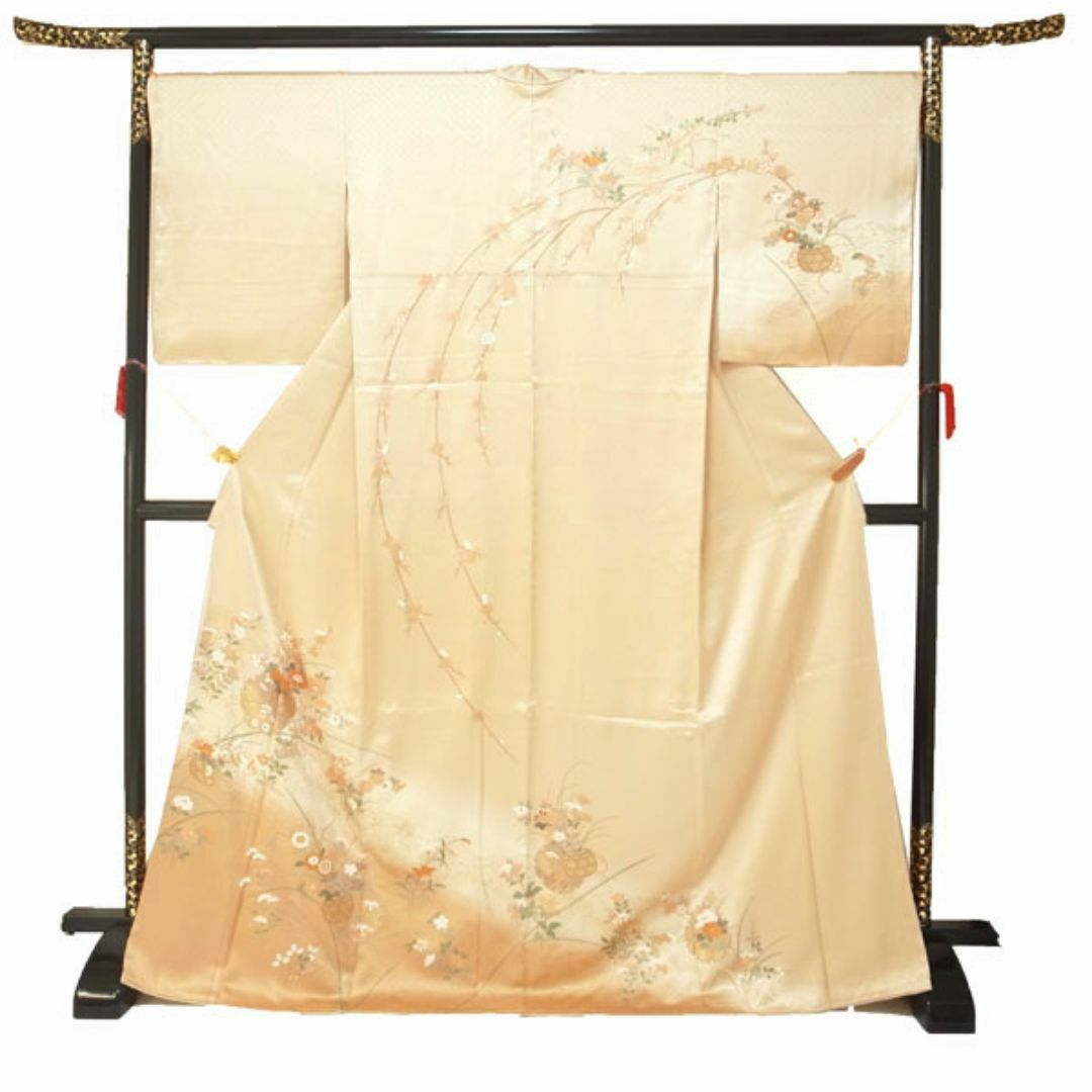 【在庫あり】 訪問着 着物 地紋 手染め 金彩加工 美品 裄68 L～TL 新古品 着物・浴衣
