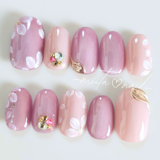 ネイルチップ オーダーチップ フラワーネイル お花ネイル 春ネイル［29］(つけ爪/ネイルチップ)