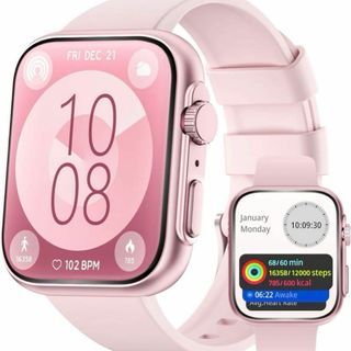 スマートウォッチ iPhone対応AI音声　ピンク　1.91インチ(ノーカラージャケット)