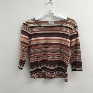 スキャパ(SCAPA)の【SCAPA】スキャパ 七分袖トップス トップス 七分袖カットソー カットソー 42 赤系 マルチカラー ボーダー(カットソー(長袖/七分))