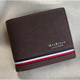 新品　メンズ財布　メンズウォレット 二つ折り財布　紳士　コーヒー(折り財布)