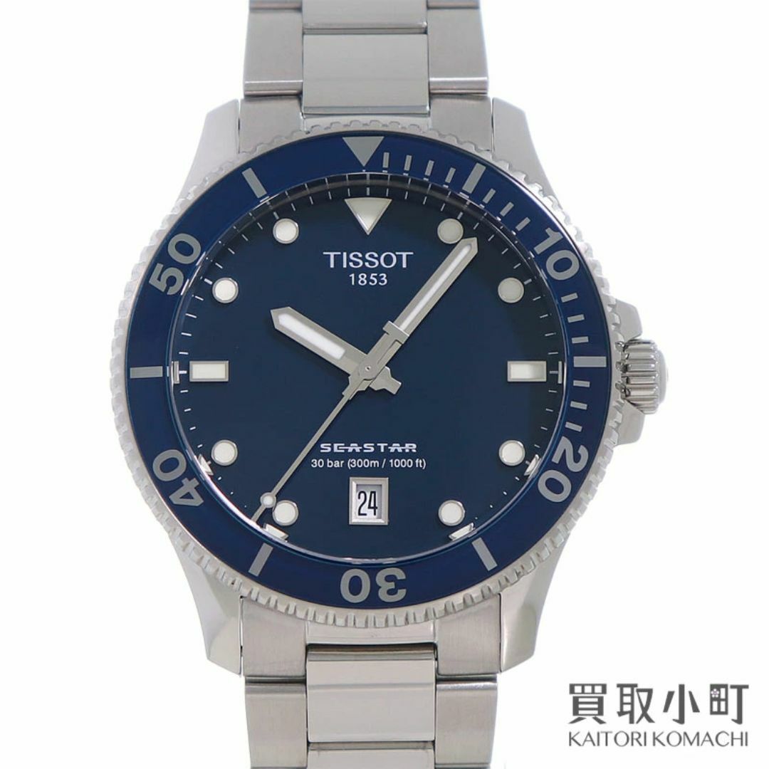 TISSOT - 【美品】ティソ シースター1000 40MM クォーツ ブルー メンズ ダイバーズウォッチ SSブレス T-スポーツ 自動巻き 男性用腕時計 T120.410.11.041.00 Seastar 1000【Aランク】【中古】