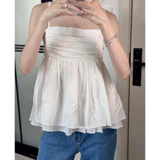 【新品】The barnnet Crepe Peplum Sleeveless(ベアトップ/チューブトップ)