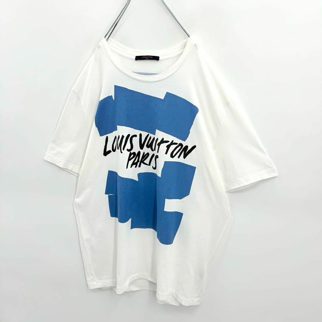 10809【希少XLサイズ】ルイヴィトン☆両面デザインLVロゴtシャツ白