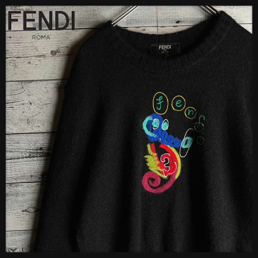 FENDI - 【極美品 超希少デザイン】FENDI☆ 刺繍ロゴ入り モヘヤ FENDI - 【極美品 超希少デザイン】FENDI☆ 刺繍ロゴ入り モヘヤ