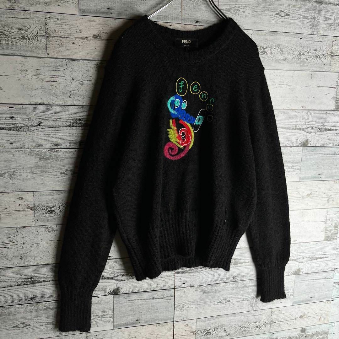 FENDI - 【極美品 超希少デザイン】FENDI☆ 刺繍ロゴ入り モヘヤ FENDI - 【極美品 超希少デザイン】FENDI☆ 刺繍ロゴ入り モヘヤ