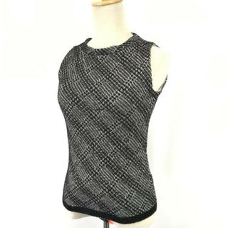 日本製★STRAWBERRY-FIELDS★ノースリーブカットソー/タンクトップ【レディースS-Ｍ程度/黒】ベスト/Tops/sweater/SHIRTS/Made in Japan◆zBH791(キャミソール)