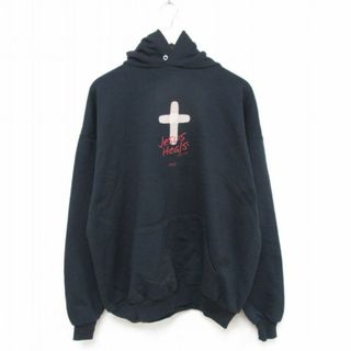 XL★古着 ジャージーズ 長袖 スウェット パーカー メンズ 00年代 00s Jesus Heals 黒 ブラック 25mar28 中古 スエット トレーナー トップス(パーカー)