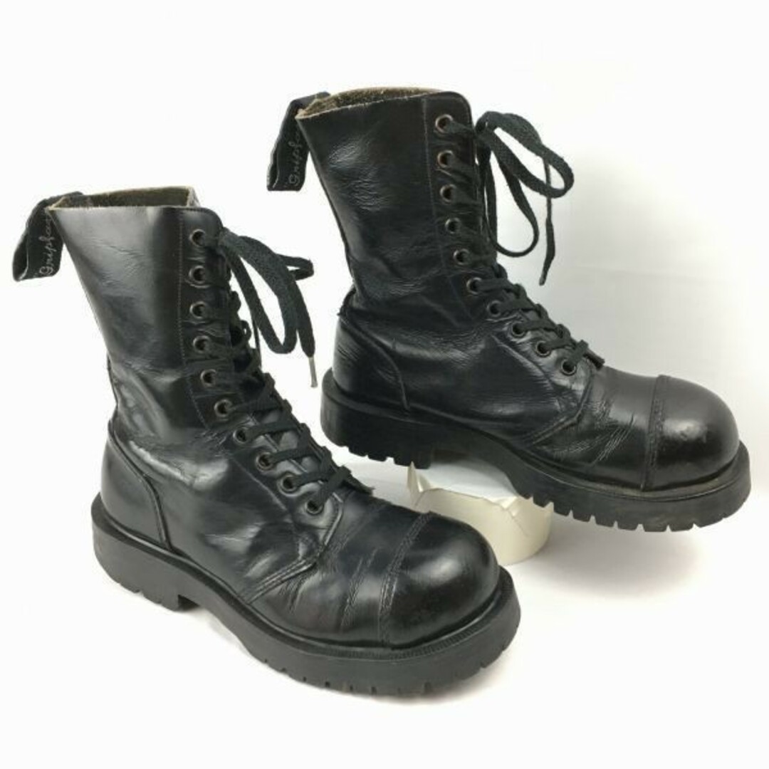 gripfast/グリップファースト　Vintage/イングランド製　スチールトゥ　ミドルブーツ　サイズ21.0-22.0程度〈黒/BLACK/ブラック〉　管No.A123