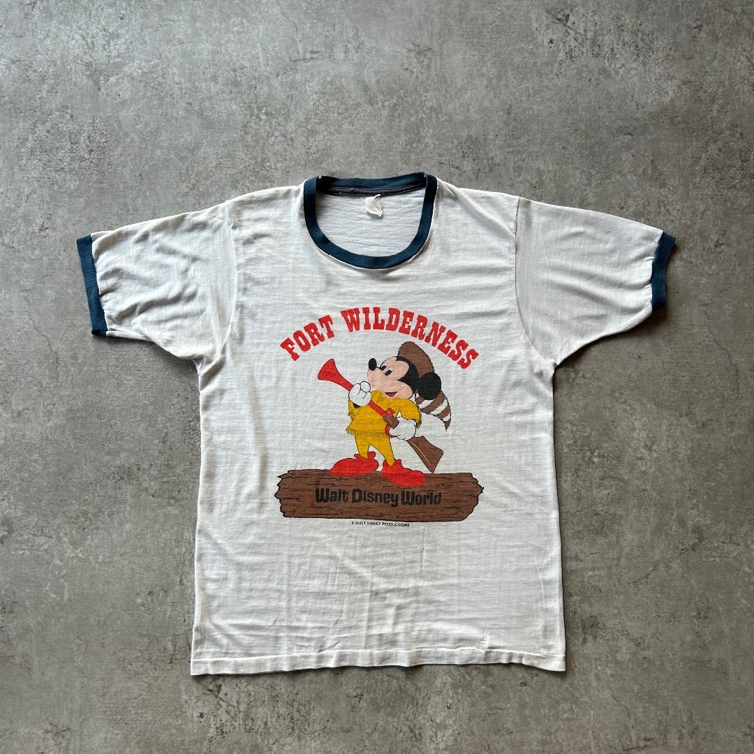 ミッキーマウス - 70s80s ミッキー リンガーtシャツ USA製 ホワイト×ネイビー L