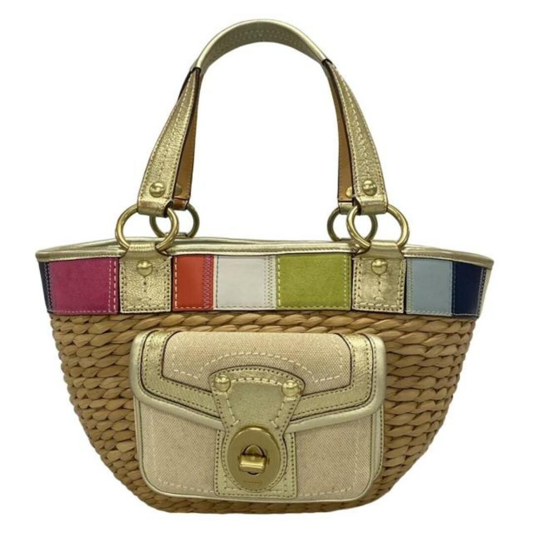 COACH - COACH(コーチ) ハンドバッグ ストライプ ストロー COACH - COACH(コーチ) ハンドバッグ ストライプ ストロー
