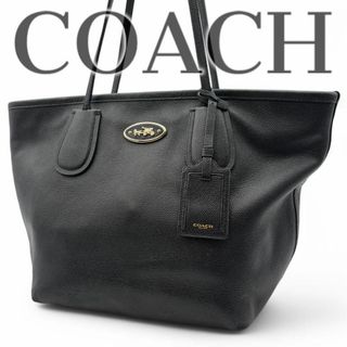 COACH - コーチ トートバッグ レザー 黒 ブラック 馬車ロゴ COACH - コーチ トートバッグ レザー 黒 ブラック 馬車ロゴ