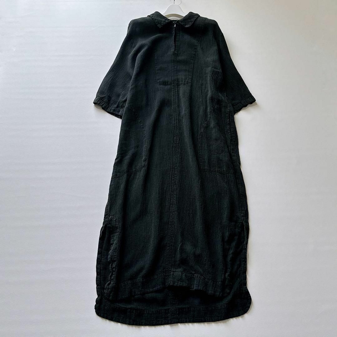 極美品ꕥyuni ユニ リネンロングワンピース マキシ丈 5分袖 スリット 極美品ꕥyuni ユニ リネンロングワンピース マキシ丈 5分袖