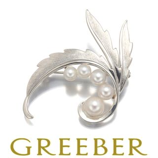 MIKIMOTO ミキモト リーフモチーフ ブローチ シルバー/パール6粒 MIKIMOTO ミキモト リーフモチーフ ブローチ シルバー/パール6粒