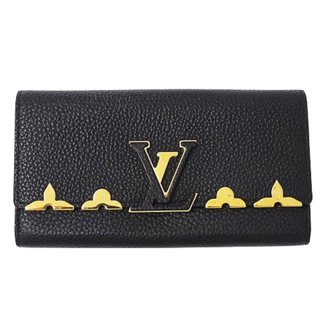 LOUIS VUITTON - ルイ・ヴィトン LOUIS VUITTON 財布 レディース ブランド 長財布 ポルトフォイユ カプシーヌ トリヨンレザー ノワール M64551 ブラック 黒 おしゃれ 【中古】