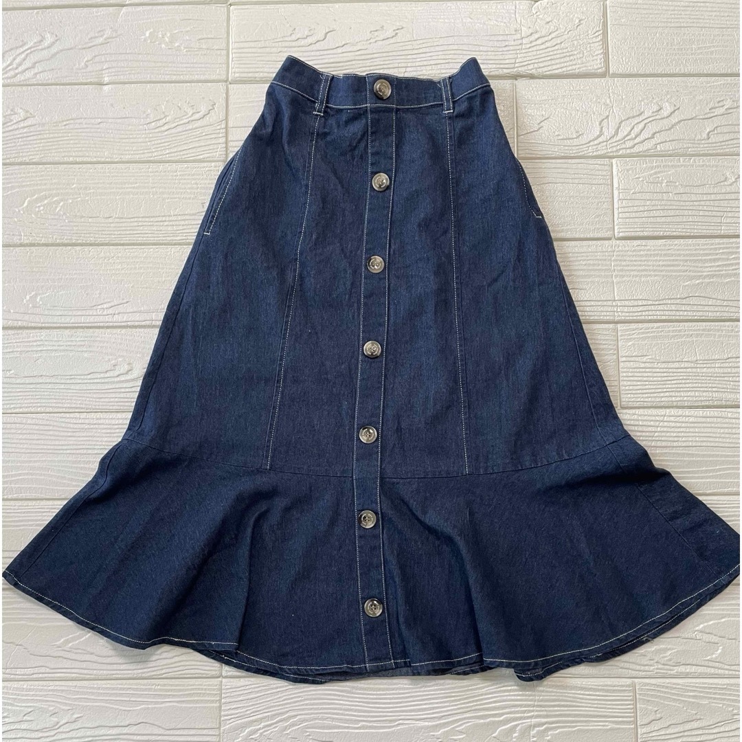 pom ponette(ポンポネット)のpom ponette ポムポネット　デニム　マーメイドスカート　160 キッズ/ベビー/マタニティのキッズ服女の子用(90cm~)(スカート)の商品写真