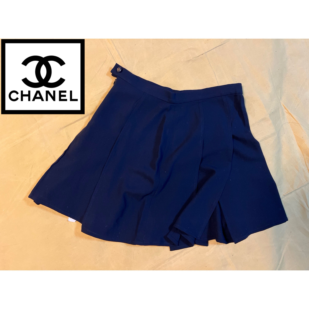 CHANEL - 極美品 CHANEL シャネル 濃紺 デザイン スカート 44の CHANEL - 極美品 CHANEL シャネル 濃紺 デザイン スカート 44の