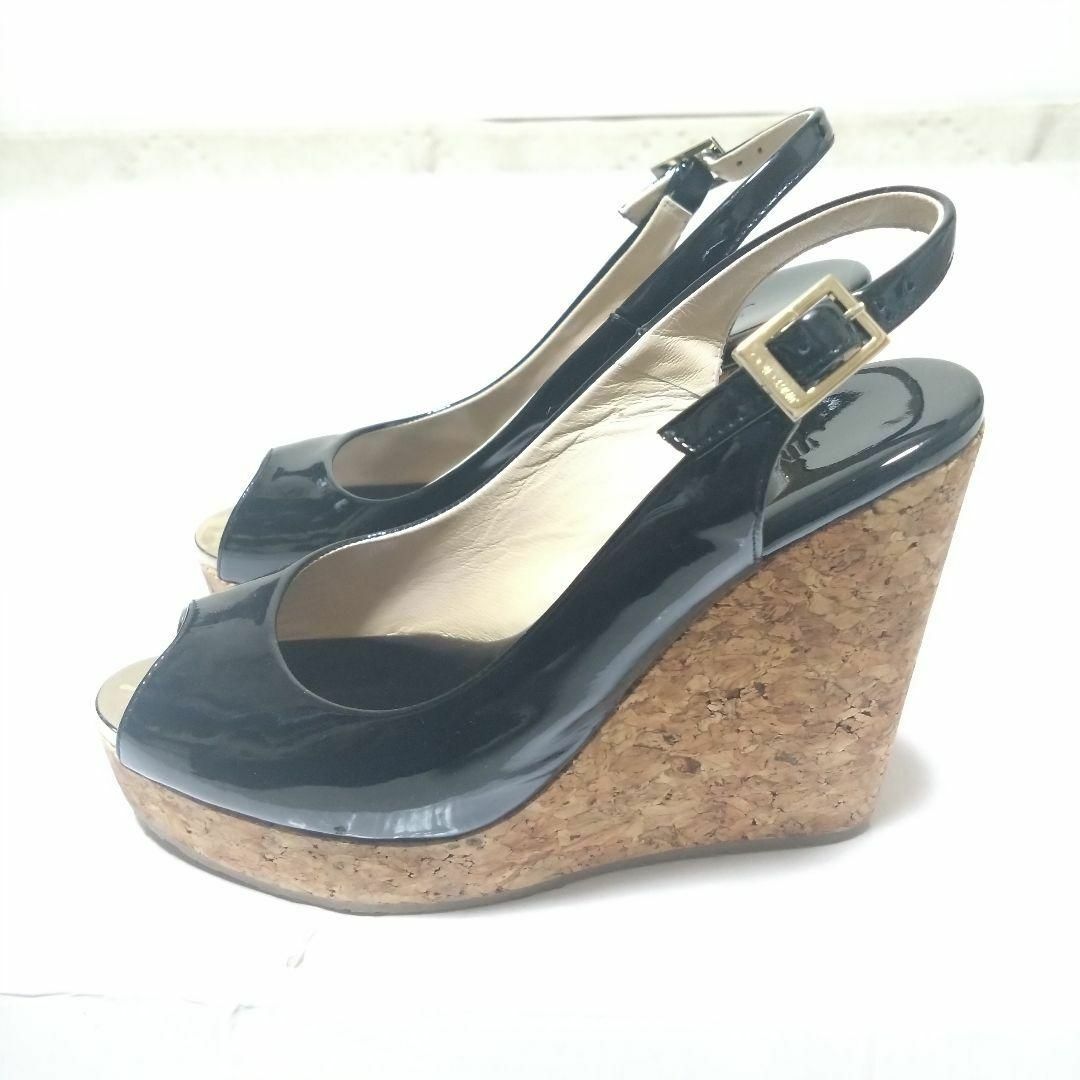美品 JIMMY CHOO ジミーチュウ ブラック エナメル ウェッジソール