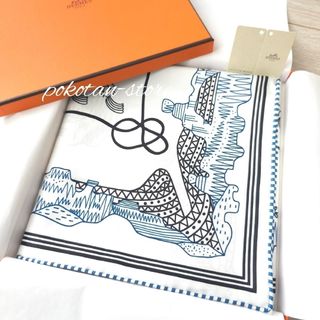 HERMES - 【美品】エルメス ツイリー うさぎ ロゴ アート 花柄 HERMES - 【美品】エルメス ツイリー うさぎ ロゴ アート 花柄