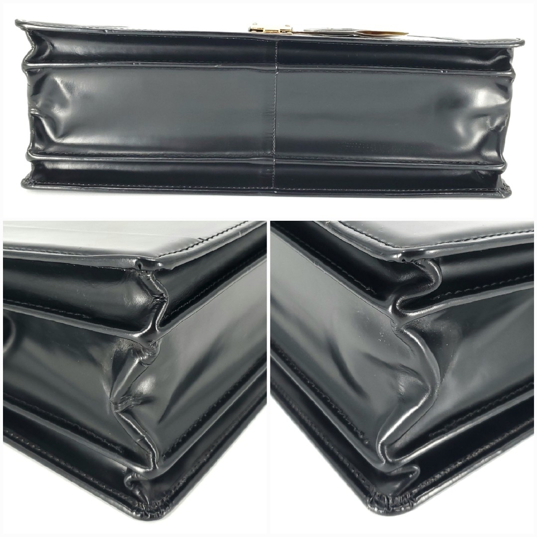 極美品◇CARRISON◇極上肉厚レザーダレスバッグ黒本革ビジネス 極美品◇CARRISON◇極上肉厚レザーダレスバッグ黒本革ビジネス