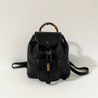 GUCCI - GUCCI グッチ リュックサック スエード レザー バンブー GUCCI - GUCCI グッチ リュックサック スエード レザー バンブー