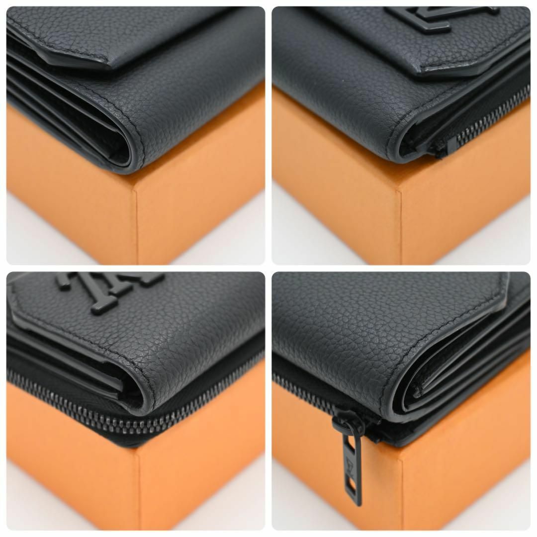 ルイヴィトン アエログラム パイロット ブラック 三つ折り財布 黒 トリヨン LOUIS VUITTON - ルイヴィトン パイロット アエログラム 三