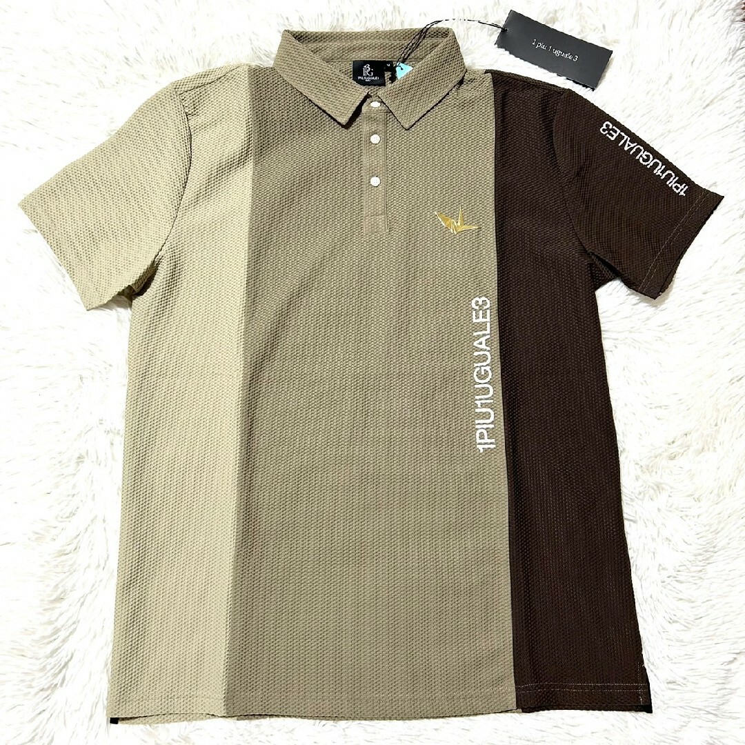 未使用】1piu1uguale3 GOLF バイカラーロゴ半袖ポロシャツ 2 未使用】1piu1uguale3 GOLF バイカラーロゴ半袖ポロシャツ 2