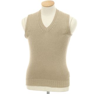 【中古】スカリオーネ SCAGLIONE シルク Vネック ニットベスト ベージュ【サイズXS】【メンズ】