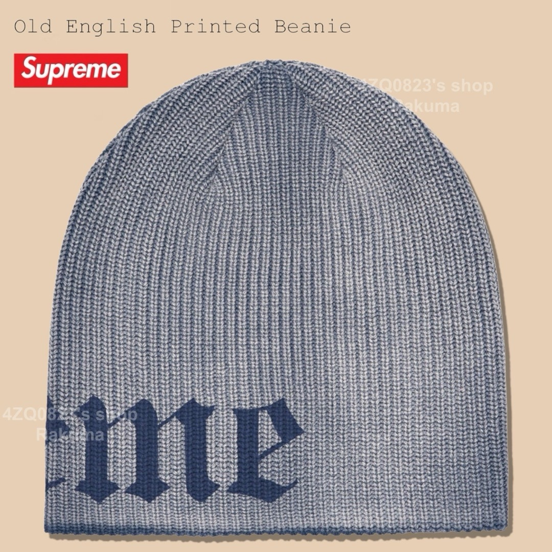 Supreme - Supreme Old English Printed Beanie グレー 青の通販 Supreme - Supreme Old English Printed Beanie グレー 青の通販