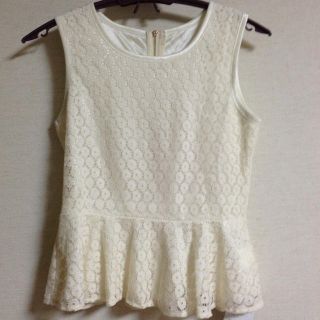 白レースペプラム♡新品(カットソー(半袖/袖なし))