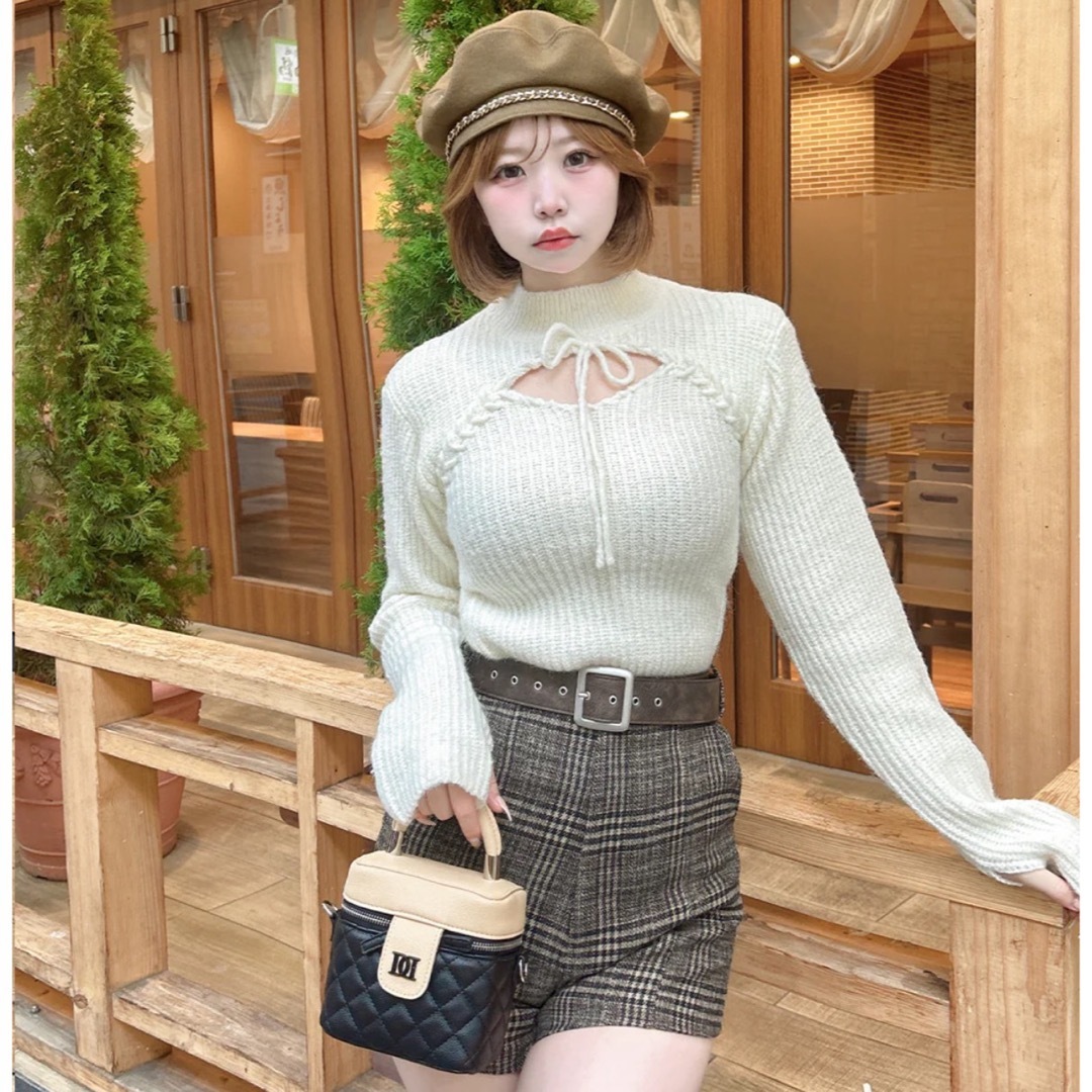 Darich - darich ハイウエストチェックショートパンツ ブラウン Darich - darich ハイウエストチェックショートパンツ ブラウン