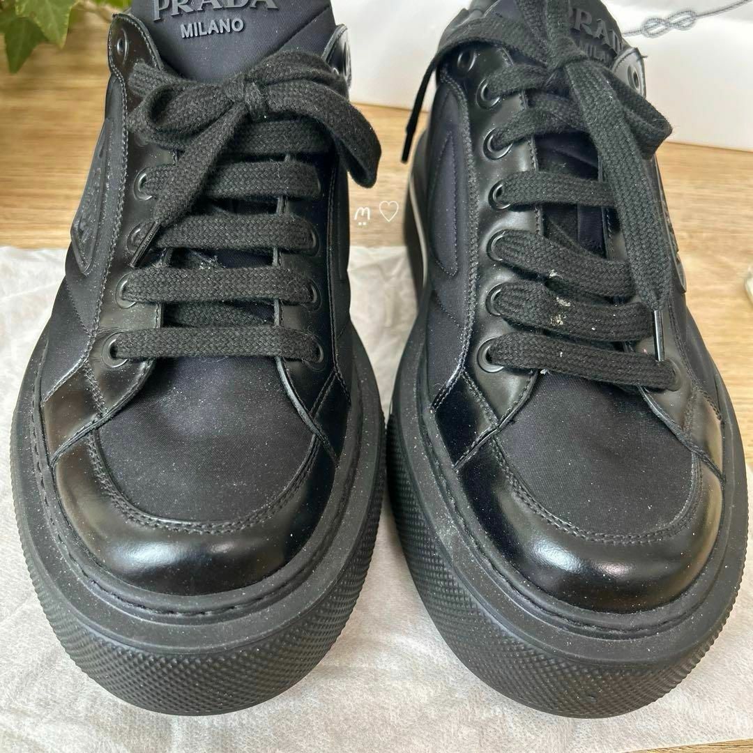 PRADA - PRADAプラダRe-Nylonブラッシュドレザースニーカー7.5 PRADA - PRADAプラダRe-Nylonブラッシュドレザースニーカー7.5