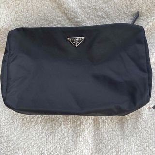 PRADA - PRADA(プラダ) ポーチ - カーキ×ダークブラウン マチ PRADA - PRADA(プラダ) ポーチ - カーキ×ダークブラウン マチ