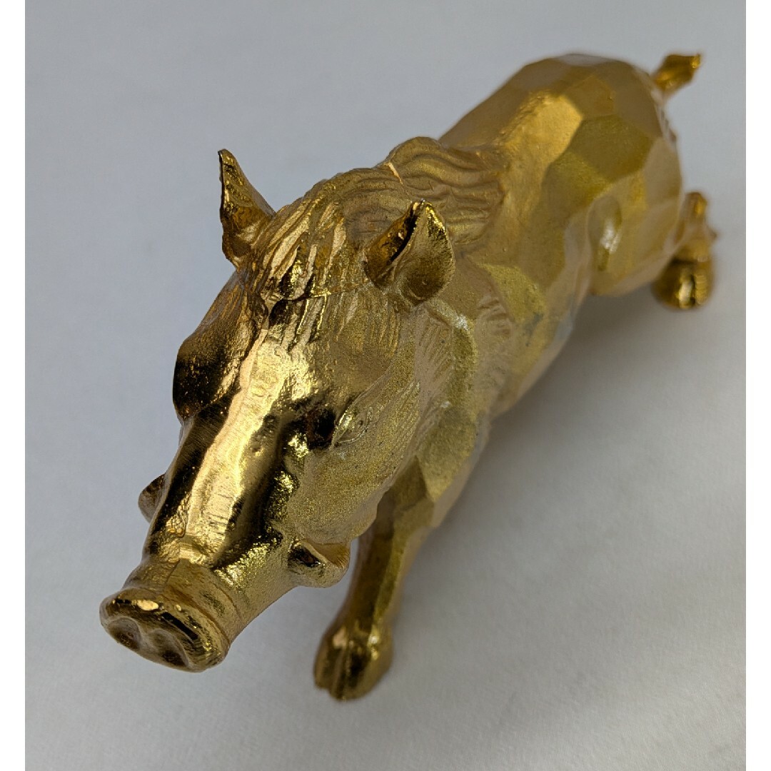 ☆b504、干支置物 亥 いのしし アルミ合金製 金メッキ 24KGP エンタメ/ホビーの美術品/アンティーク(金属工芸)の商品写真