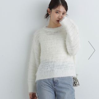 セウ S 長袖ニット フリル きれいめコーデ カジュアル ネイビー セウ S 長袖ニット フリル きれいめコーデ カジュアル ネイビー