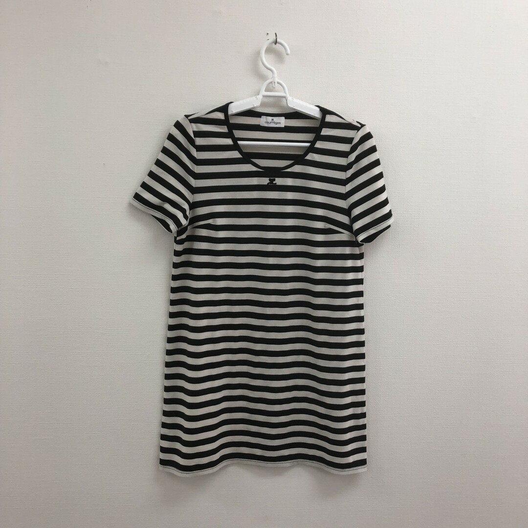 Courreges - 【courreges】クレージュ Tシャツ 半袖トップス チュニック 36 黒系 ボーダー