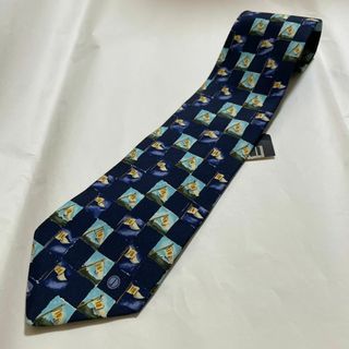 Dunhill - ダンヒル ネクタイ ジャガード シルク 青緑色 黄緑 葉 Dunhill - ダンヒル ネクタイ ジャガード シルク 青緑色 黄緑 葉