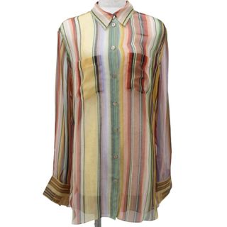 HERMES - 良品 HERMES エルメス ストライプ柄 シルク100% 長袖 HERMES - 良品 HERMES エルメス ストライプ柄 シルク100% 長袖