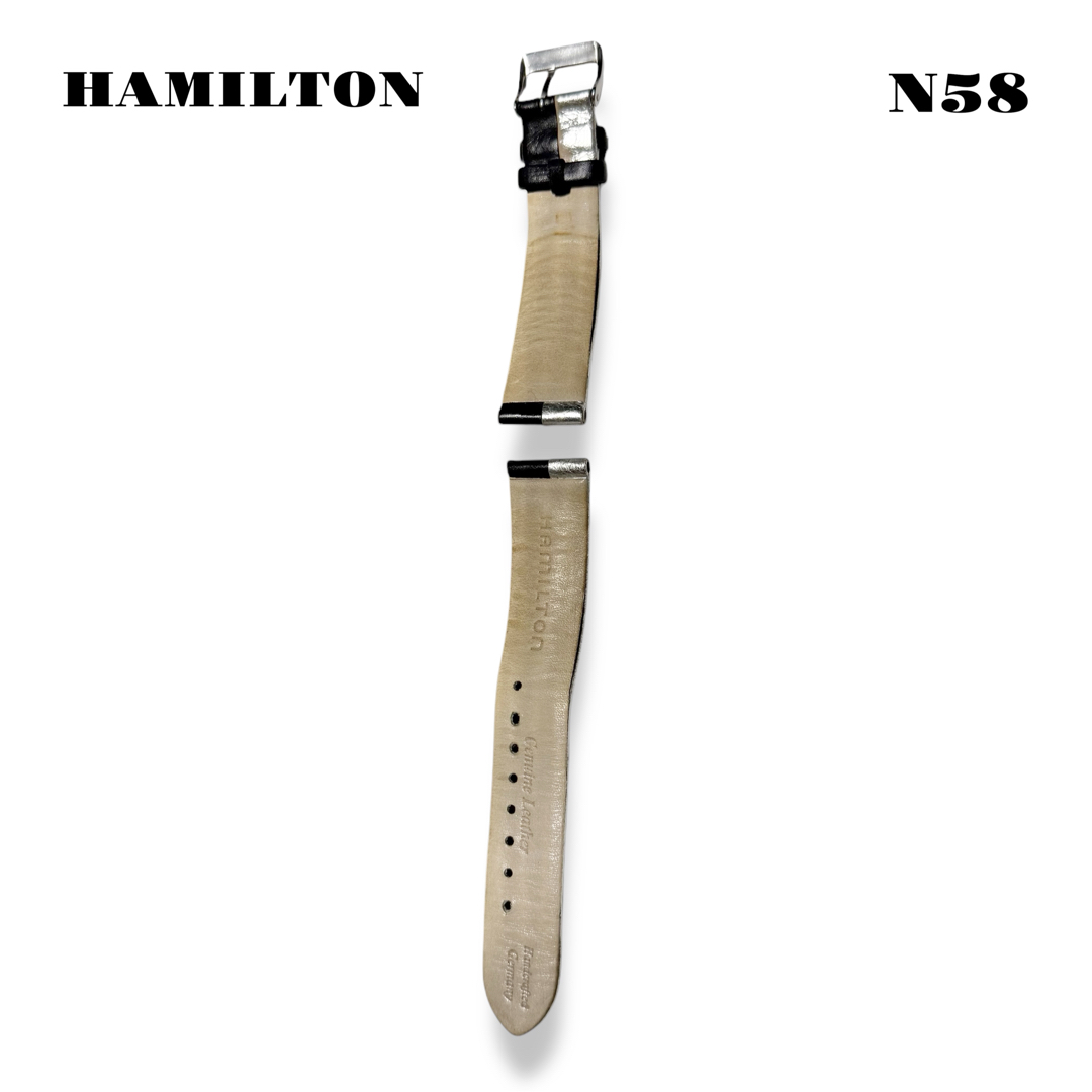 Hamilton(ハミルトン)の限定品！ HAMILTON ハミルトン レザー バンド ベルト ブラックシルバー メンズの時計(レザーベルト)の商品写真