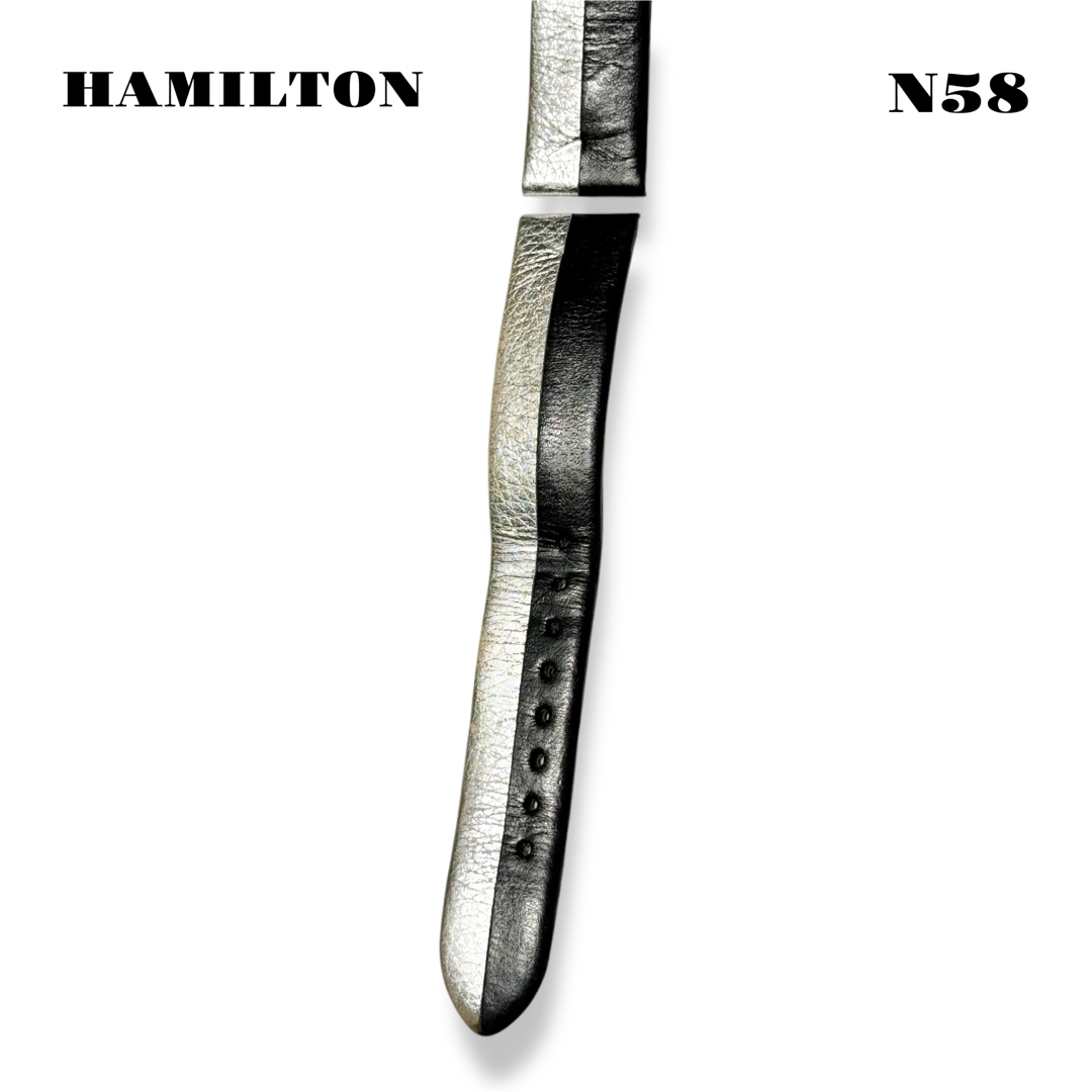Hamilton(ハミルトン)の限定品！ HAMILTON ハミルトン レザー バンド ベルト ブラックシルバー メンズの時計(レザーベルト)の商品写真